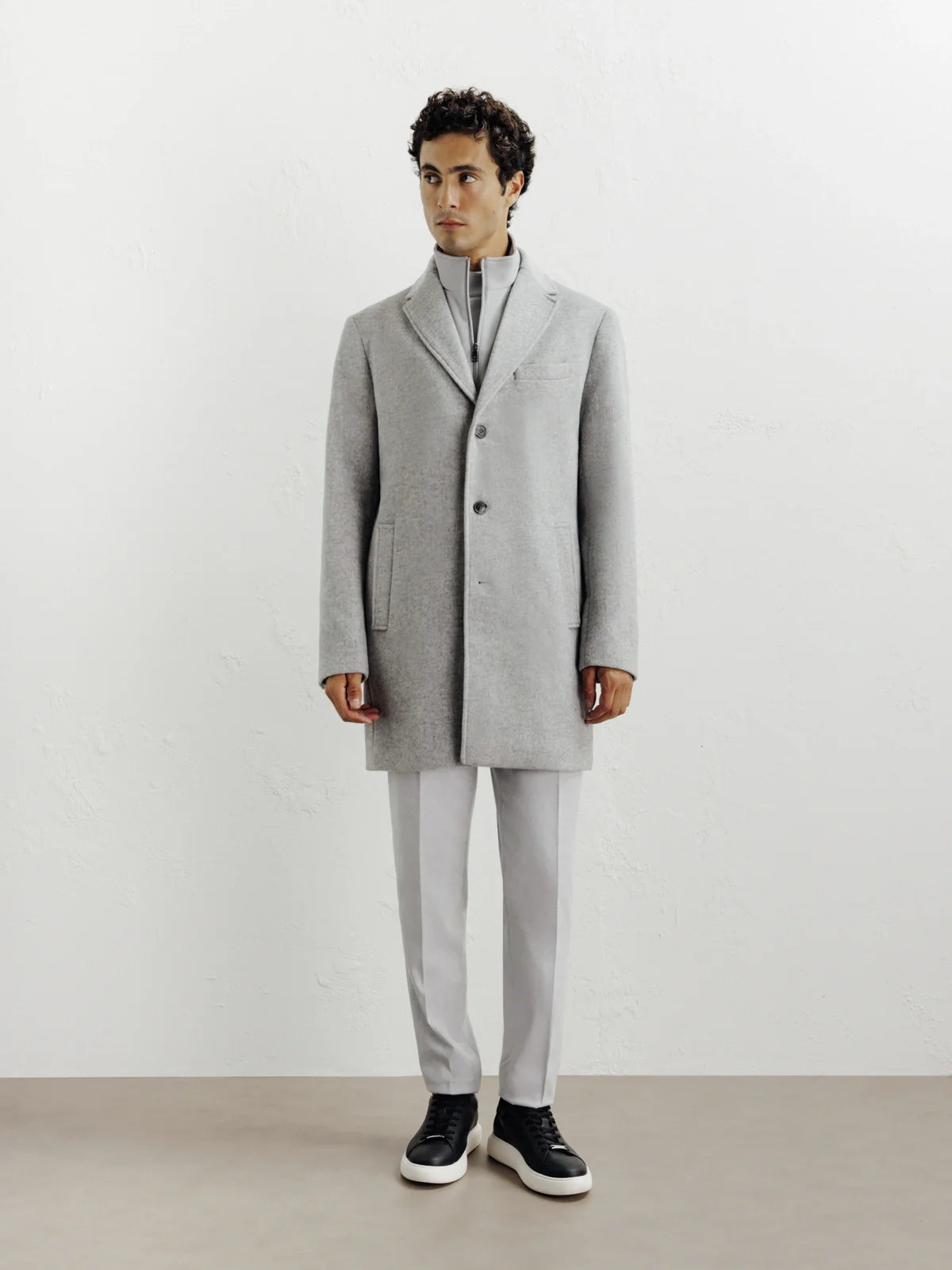 Manteau ville à parmenture amovible gris clair - IZAC