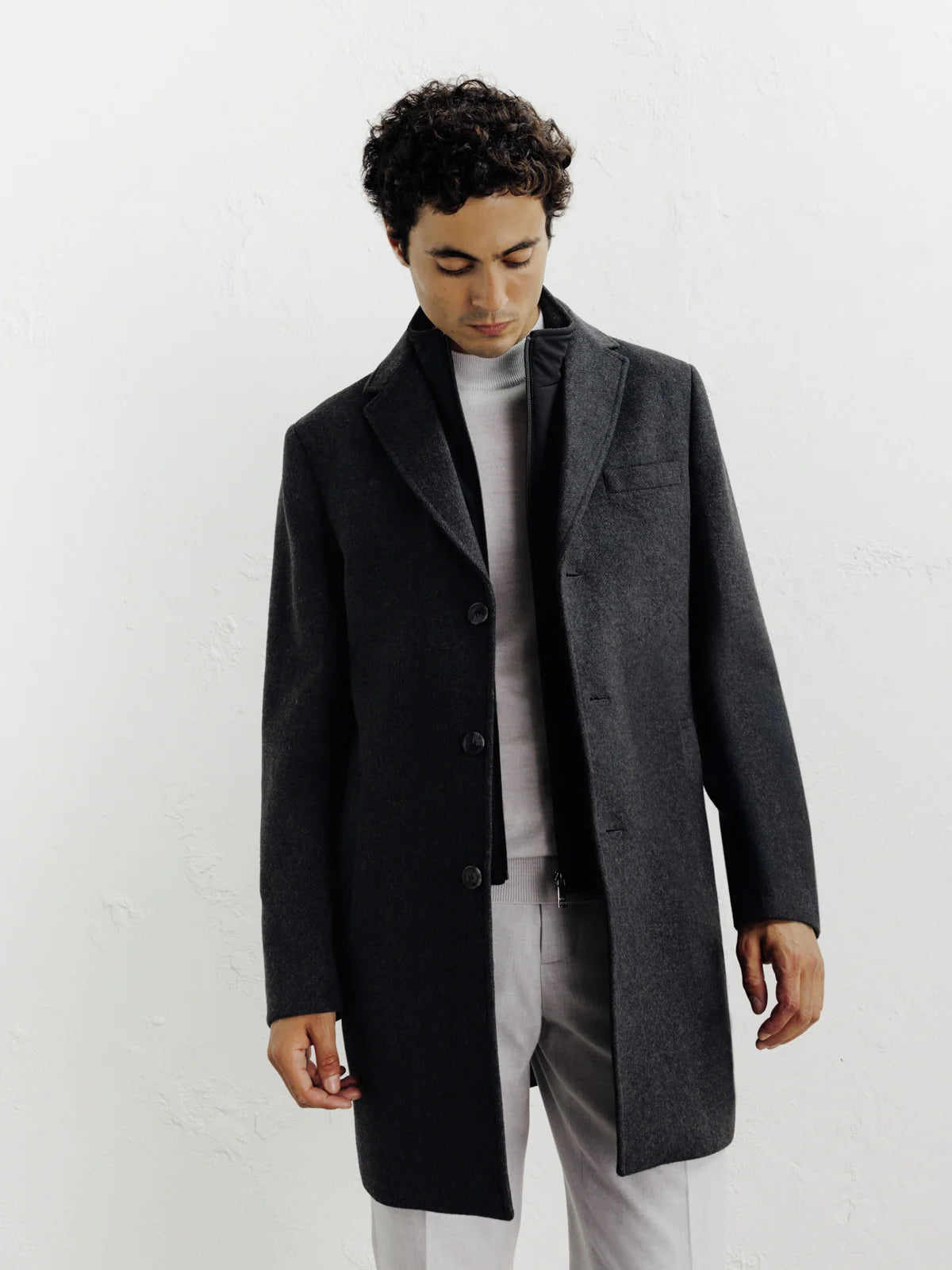 Manteau ville à parmenture amovible gris foncé - IZAC