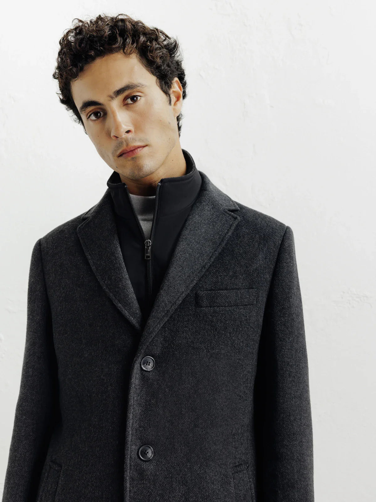 Manteau ville à parmenture amovible gris foncé - IZAC