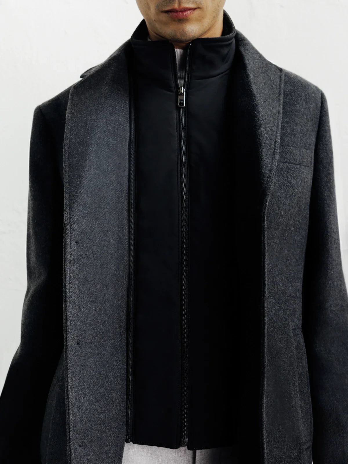 Manteau ville à parmenture amovible gris foncé - IZAC