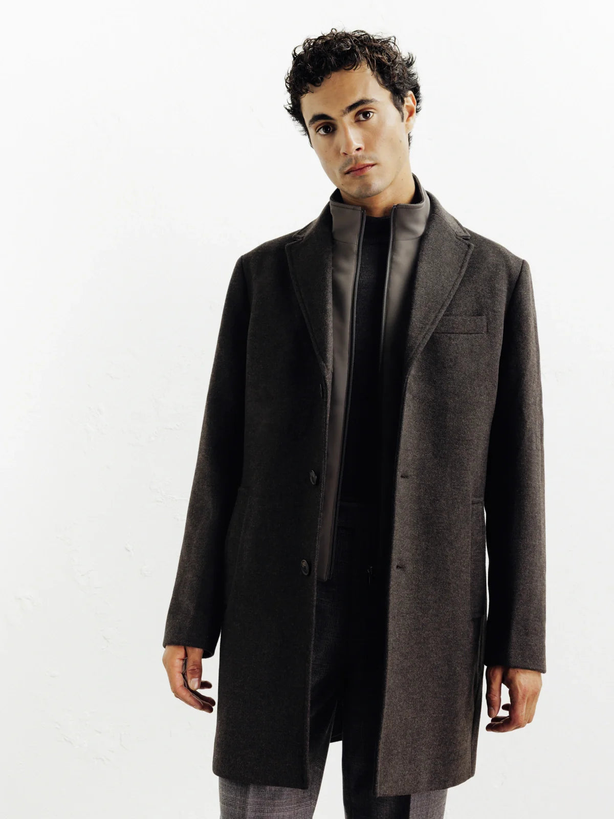 Manteau ville à parmenture amovible marron - IZAC