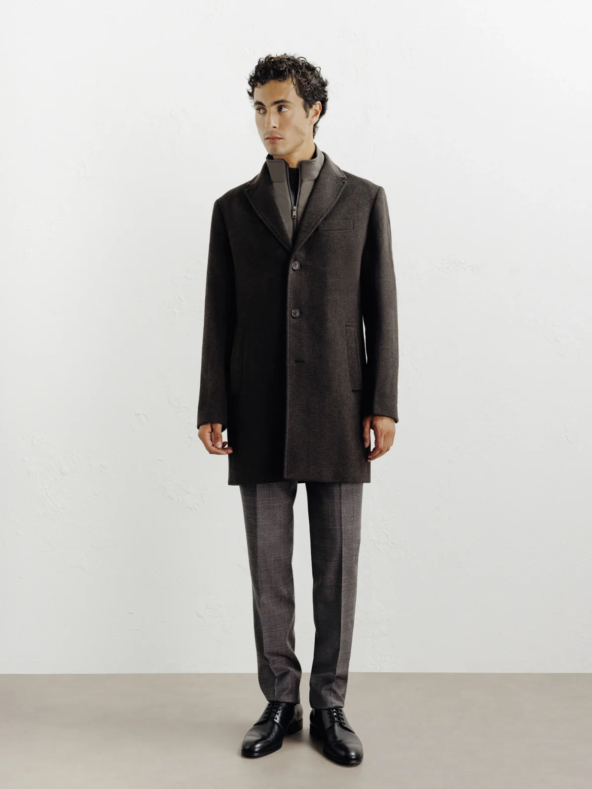 Manteau ville à parmenture amovible marron - IZAC