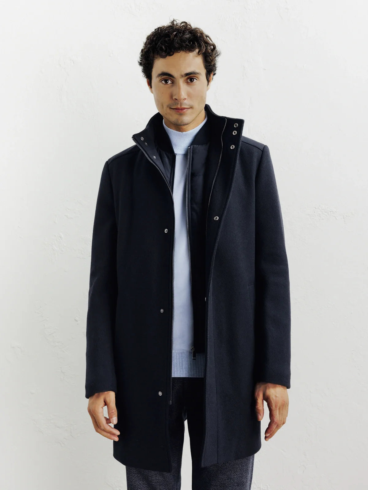 Manteau ville en laine marine - IZAC