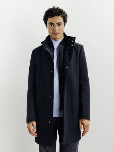 Manteau ville en laine marine - IZAC