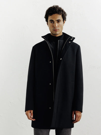 Manteau ville en laine noir - IZAC