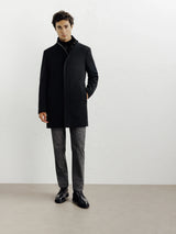 Manteau ville en laine noir - IZAC