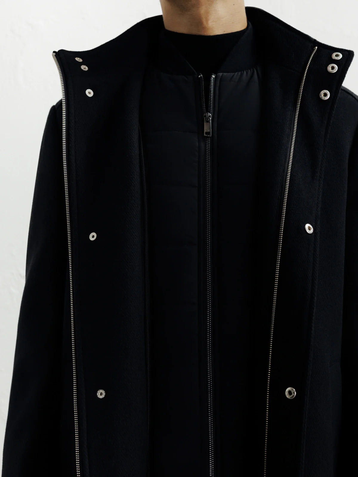 Manteau ville en laine noir - IZAC