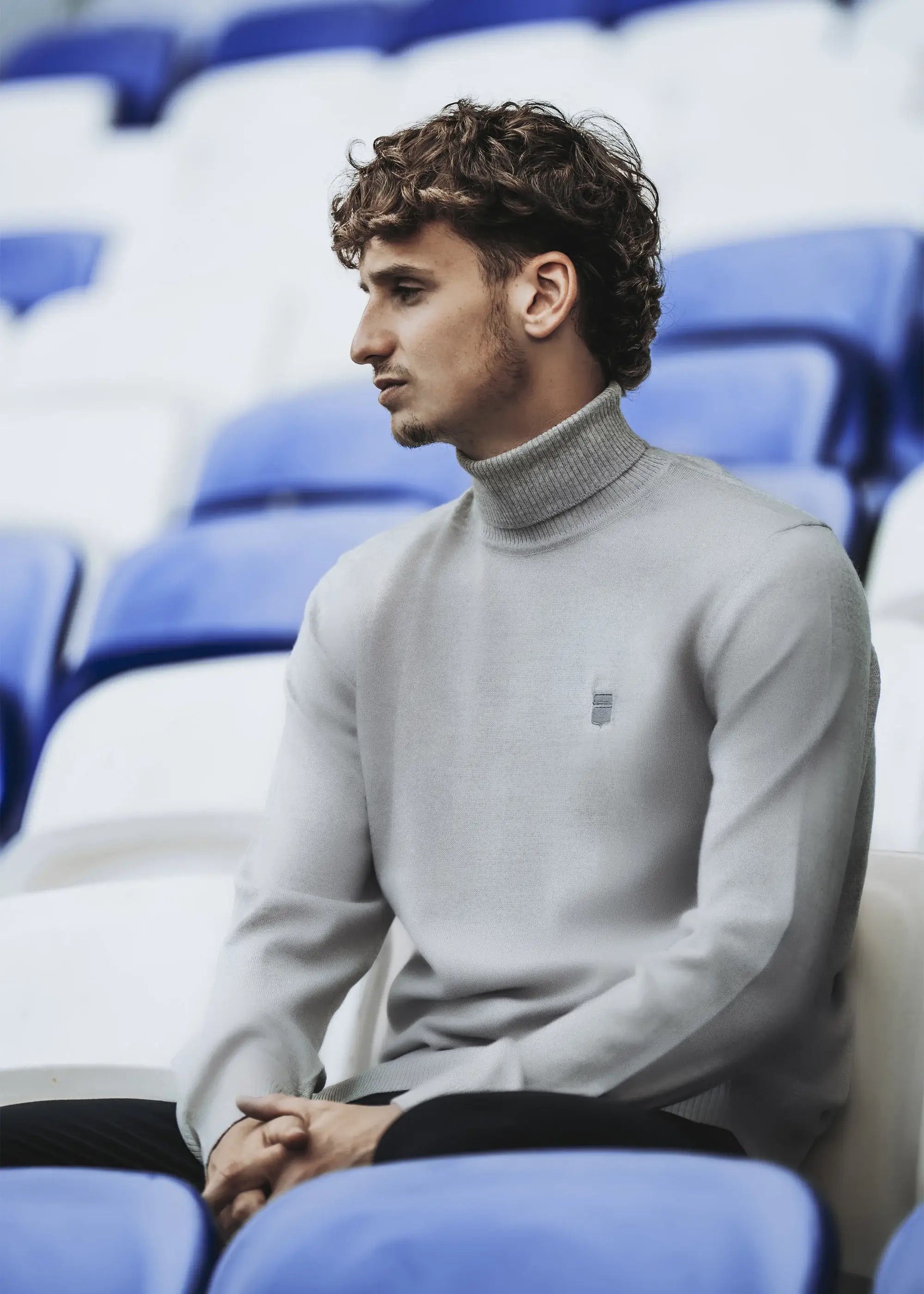 Pull col roulé gris chiné - IZAC