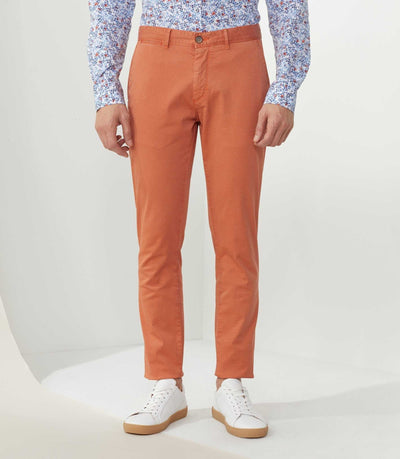 Chino micromotif orange "Berline" - IZAC