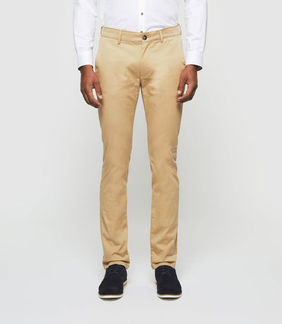 Pantalon chino satin beige PANAMAOUT - IZAC