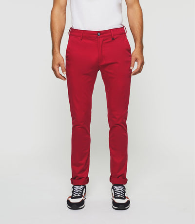 Pantalon chino satin rouge "Panama" - IZAC