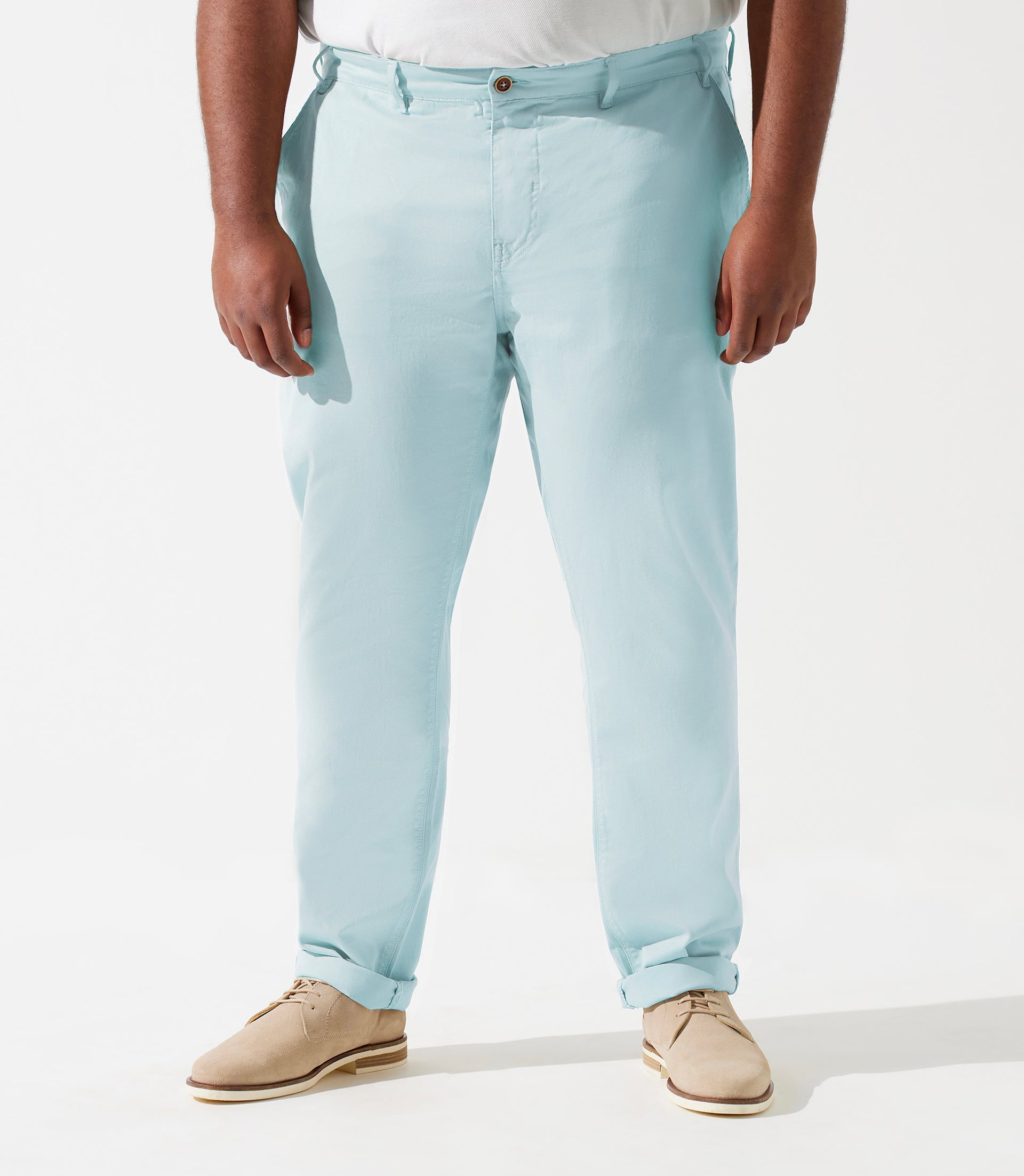 Pantalon en coton stretch bleu ciel PACHELORBT - IZAC