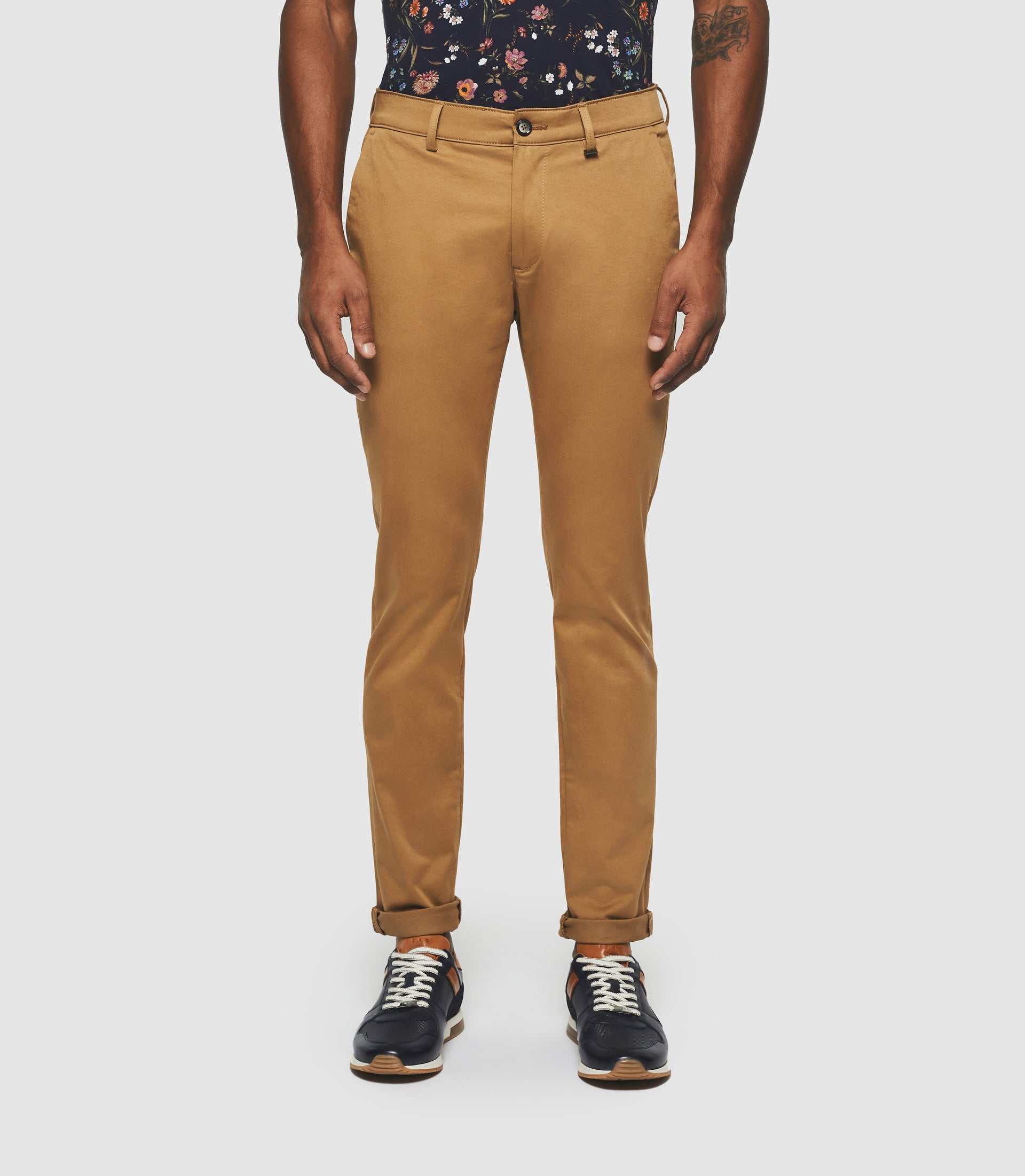 Pantalon chino satin CAMEL - IZAC