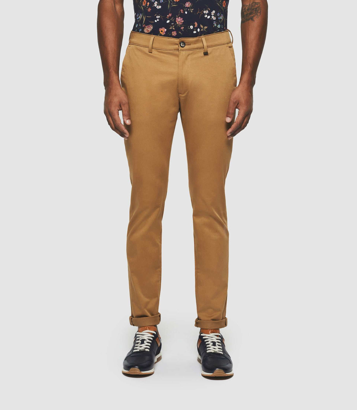 Pantalon chino satin CAMEL - IZAC