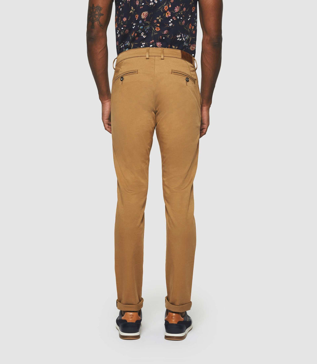 Pantalon chino satin CAMEL - IZAC