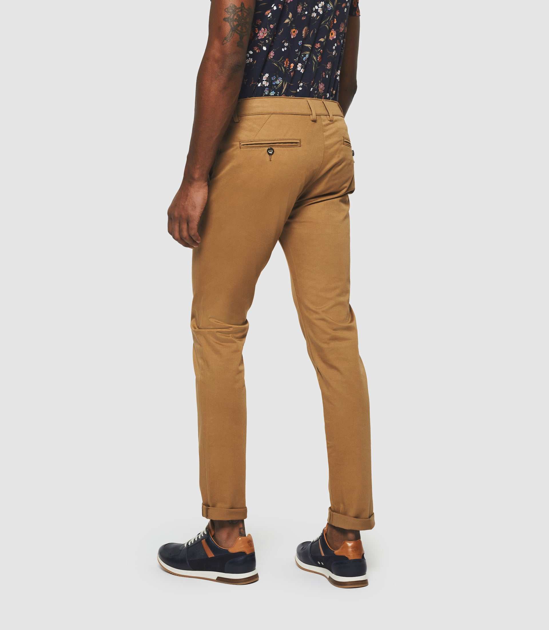 Pantalon chino satin CAMEL - IZAC