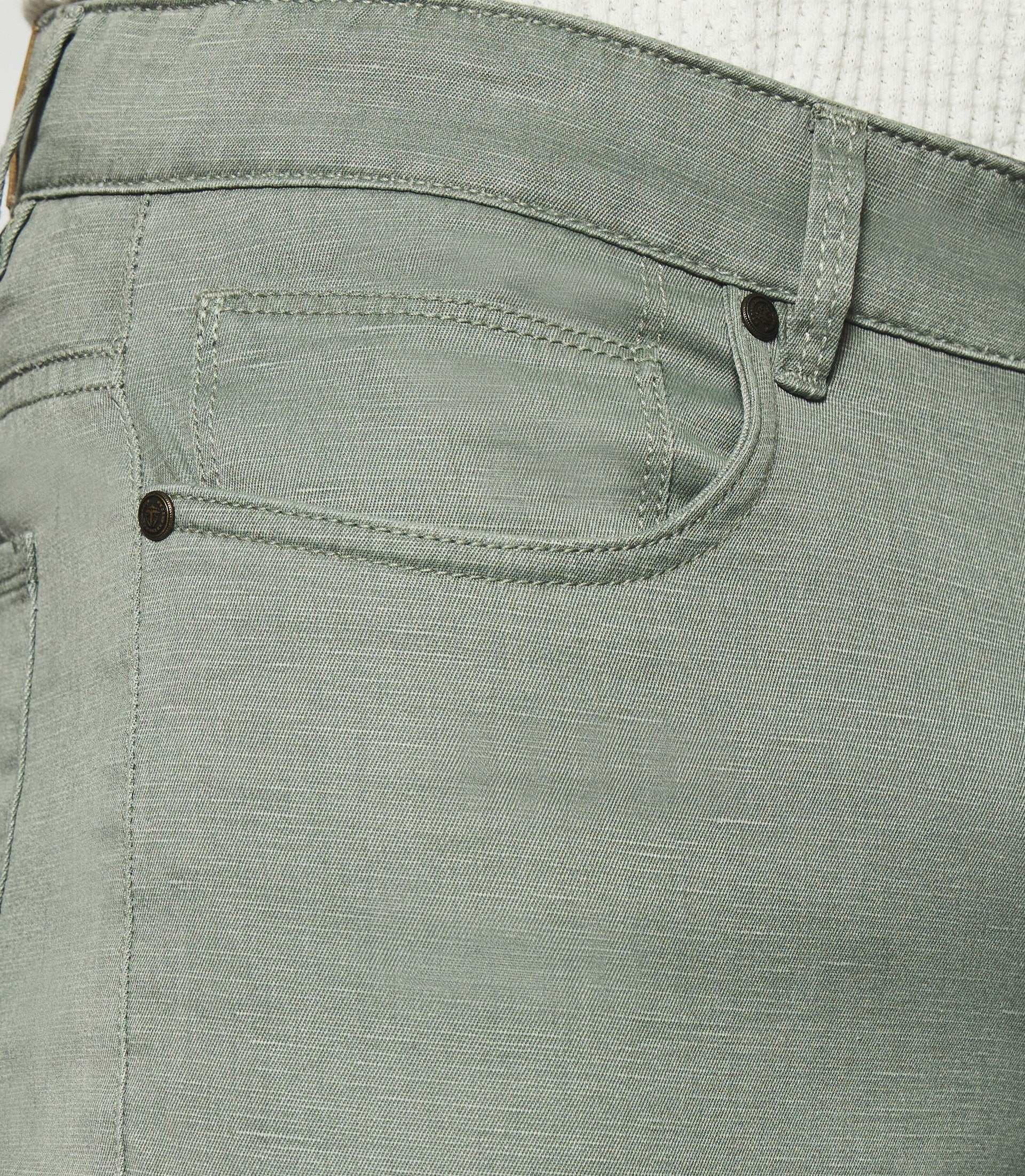 Pantalon slim kaki 5 poches en coton lin PASTEL - IZAC