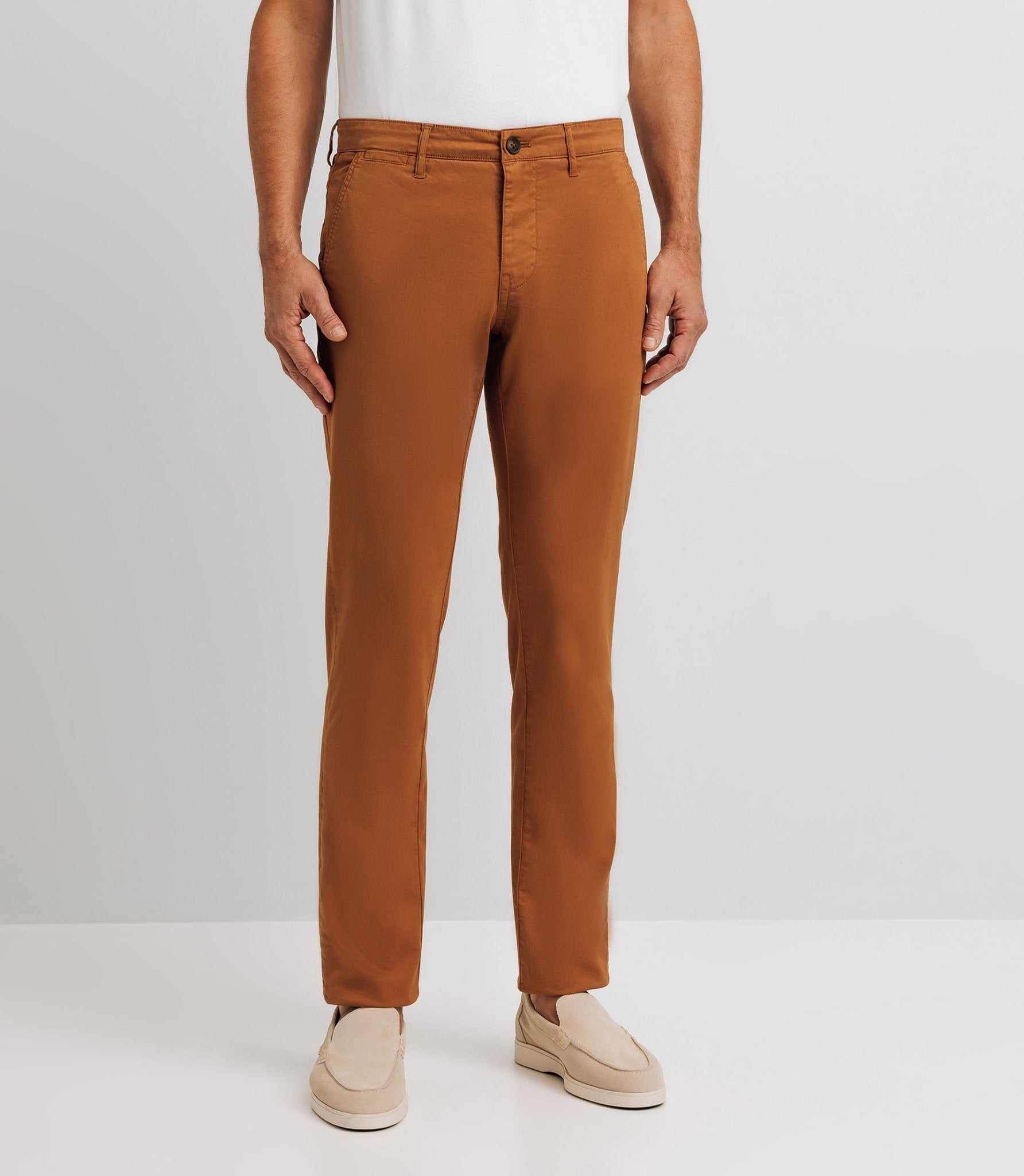 Pantalon casual stretch camel foncé - IZAC