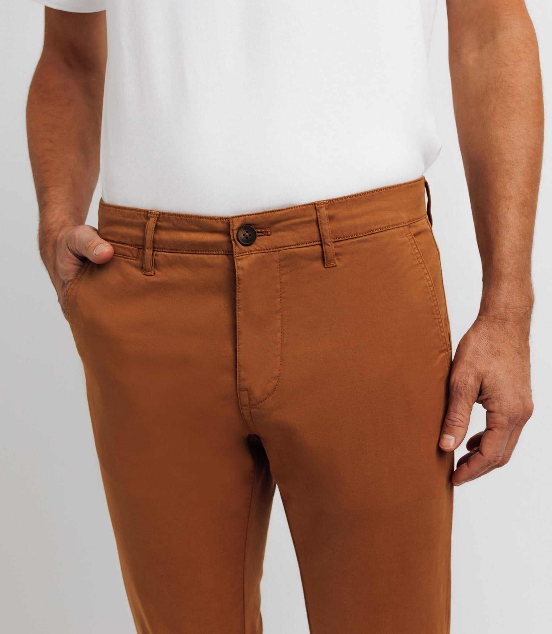 Pantalon casual stretch camel foncé - IZAC