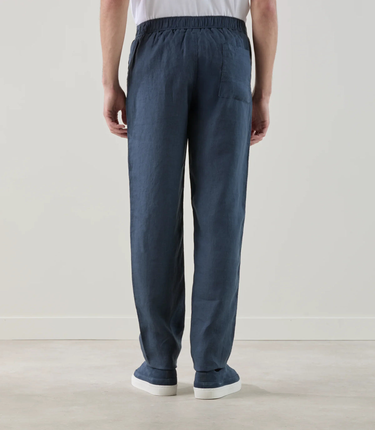 Pantalon casual 100% lin marine - IZAC
