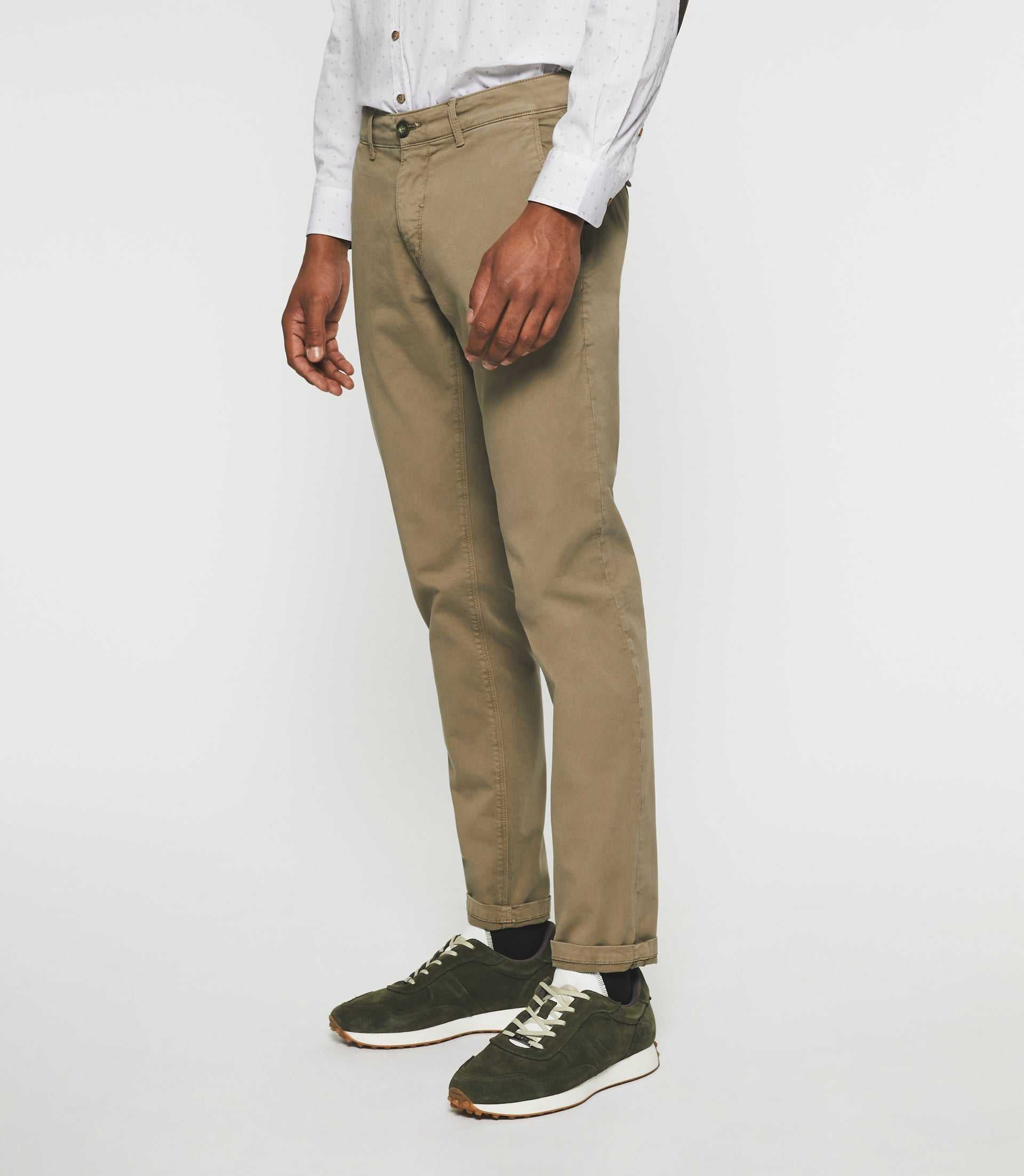 Pantalon chino slim kaki clair VALOR - IZAC
