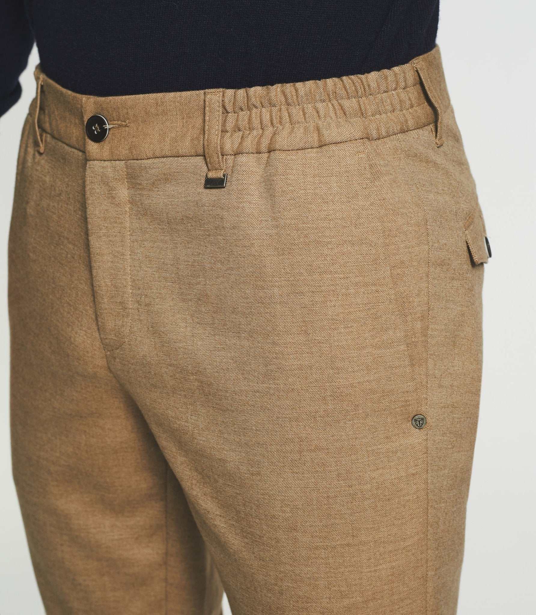 Pantalon chino taille élastique camel VAMBO - IZAC