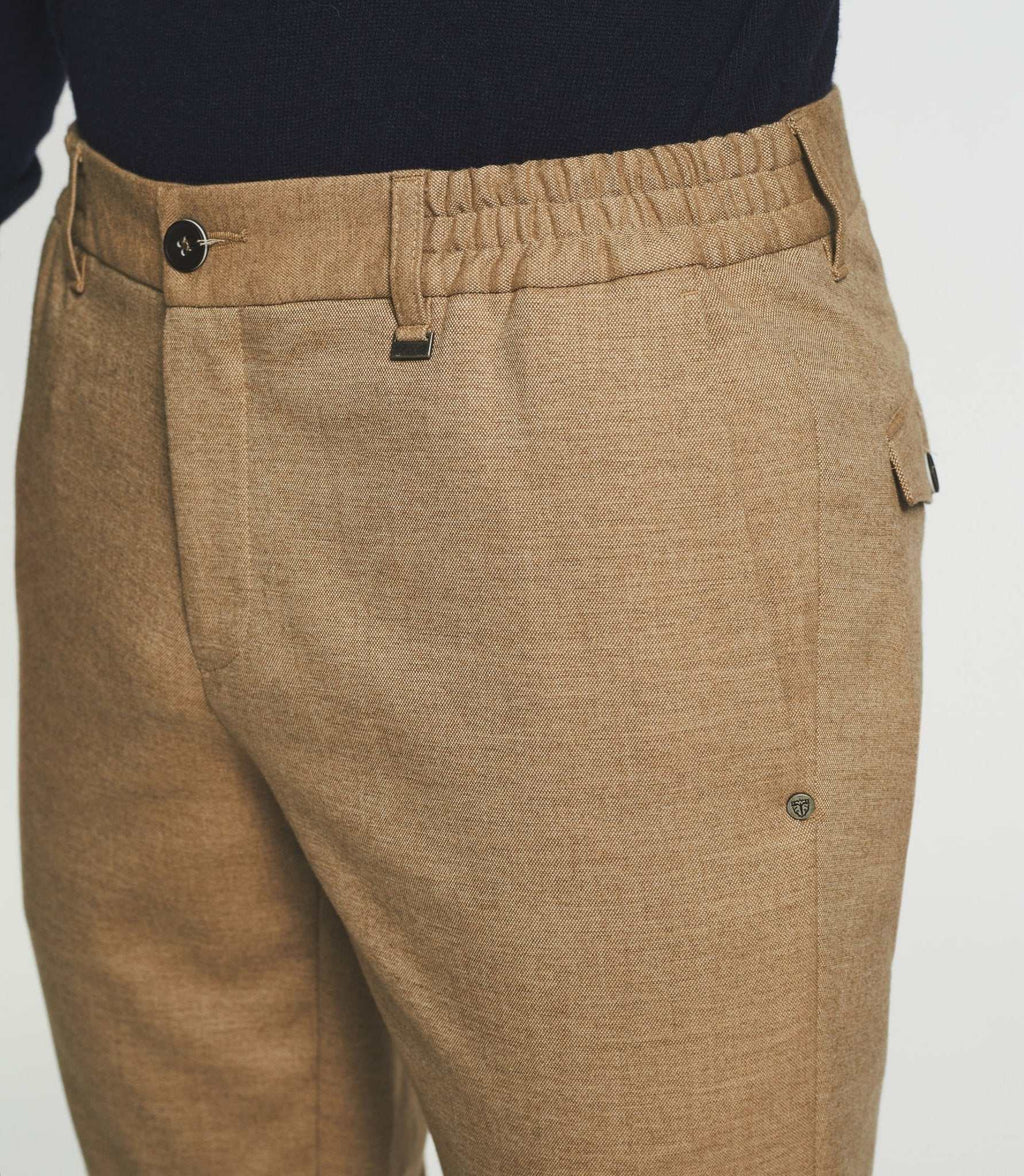Pantalon chino taille élastique camel VAMBO - IZAC