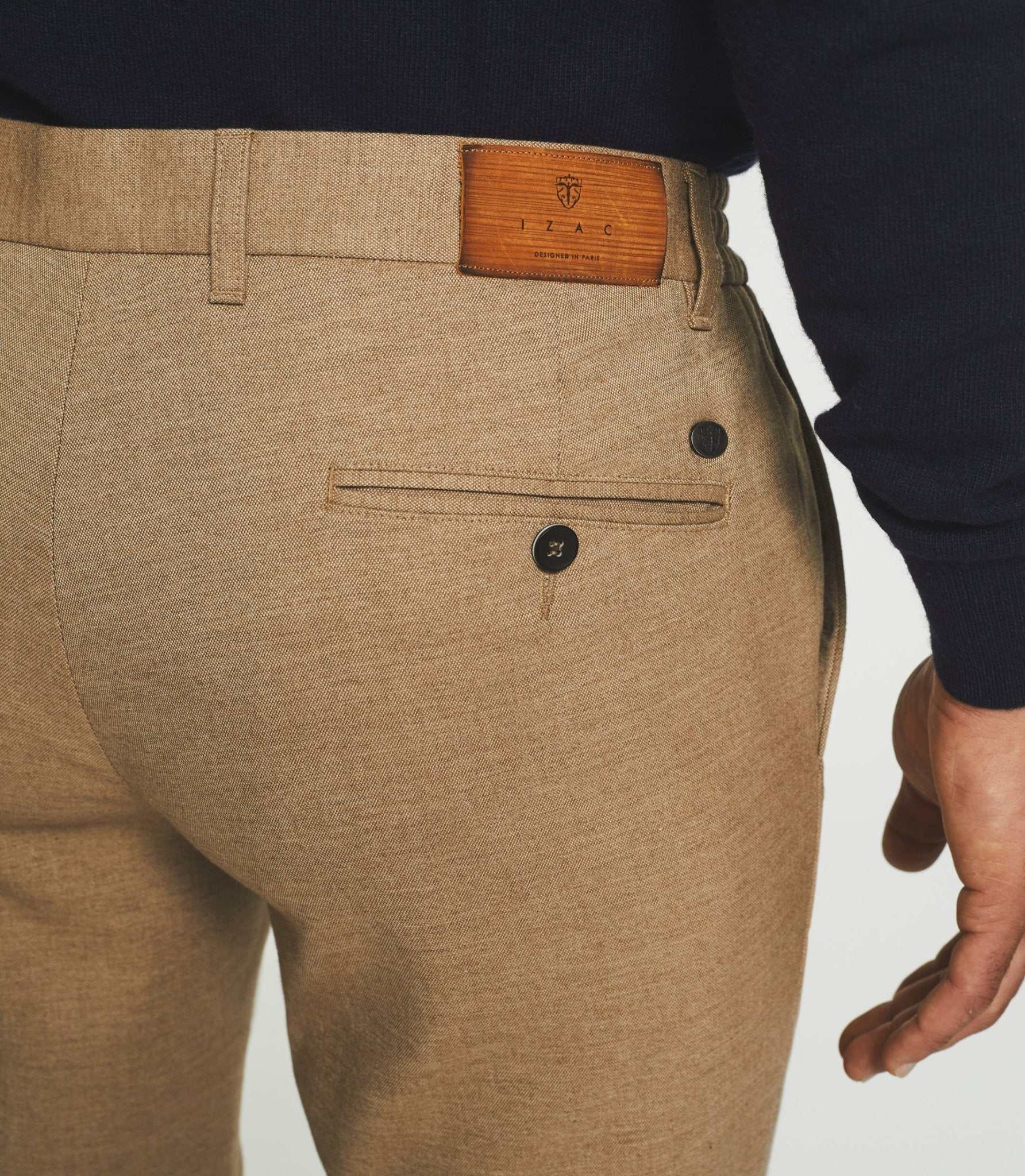 Pantalon chino taille élastique camel VAMBO - IZAC