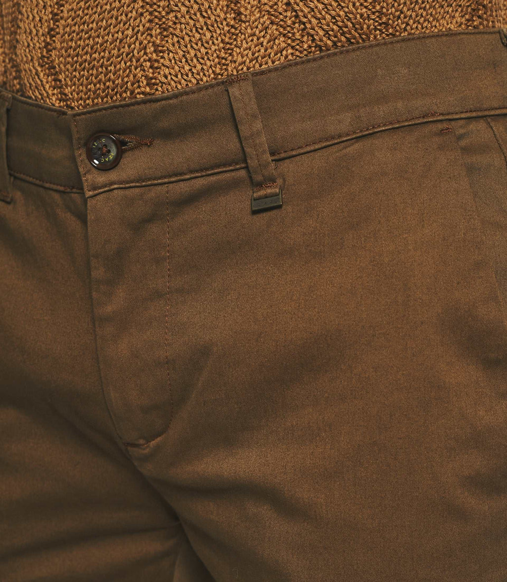 Pantalon chino slim marron VANAMA - IZAC