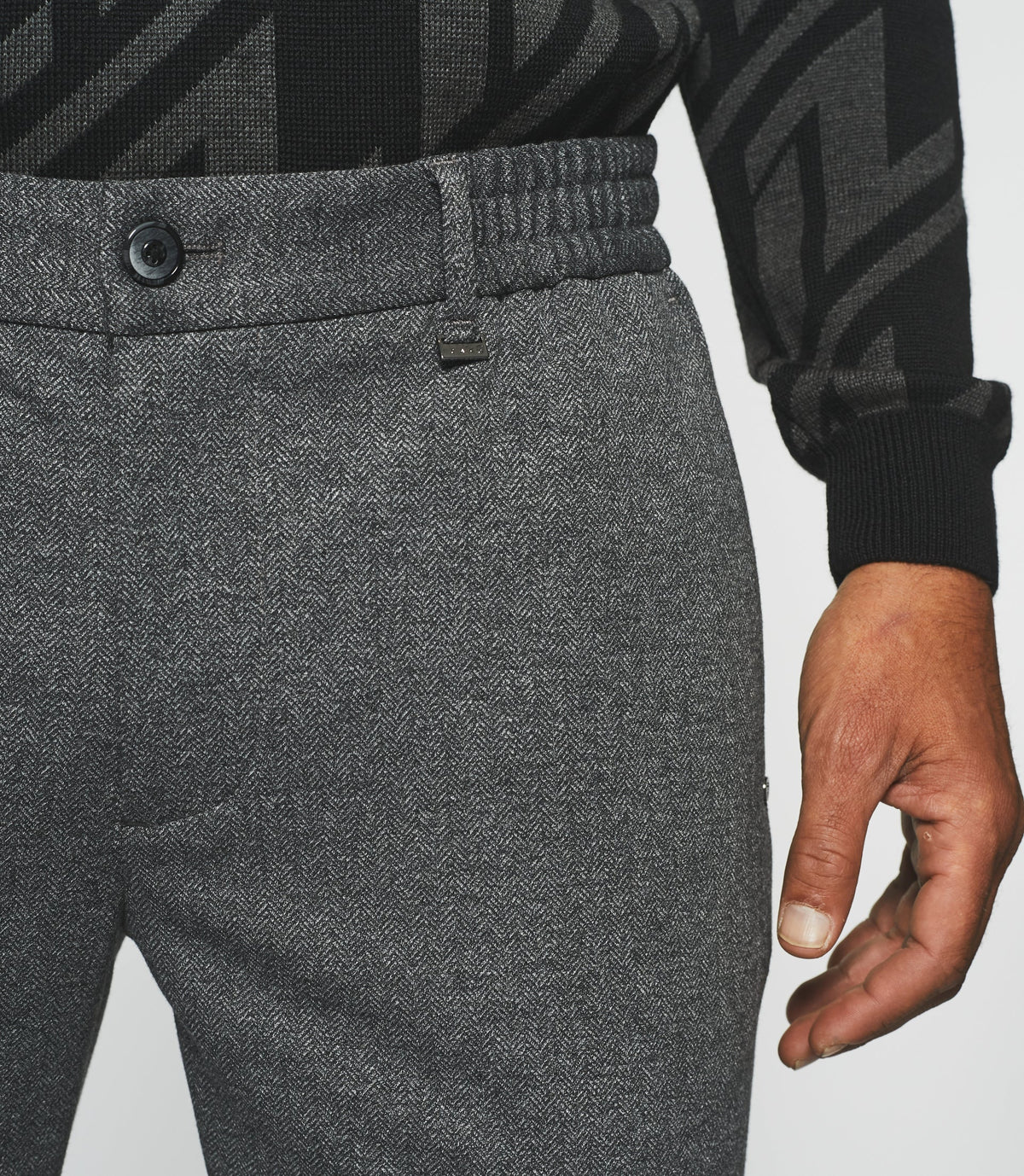 Pantalon Chino taille élastique gris foncé VOLTIGE - IZAC