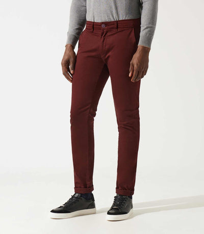 Pantalon chino satin bordeaux VANAMABT - IZAC