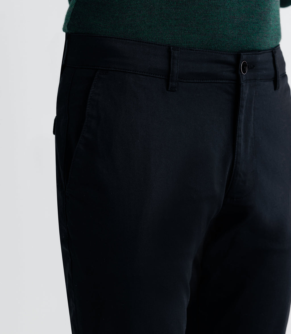 Pantalon chino satin noir - IZAC