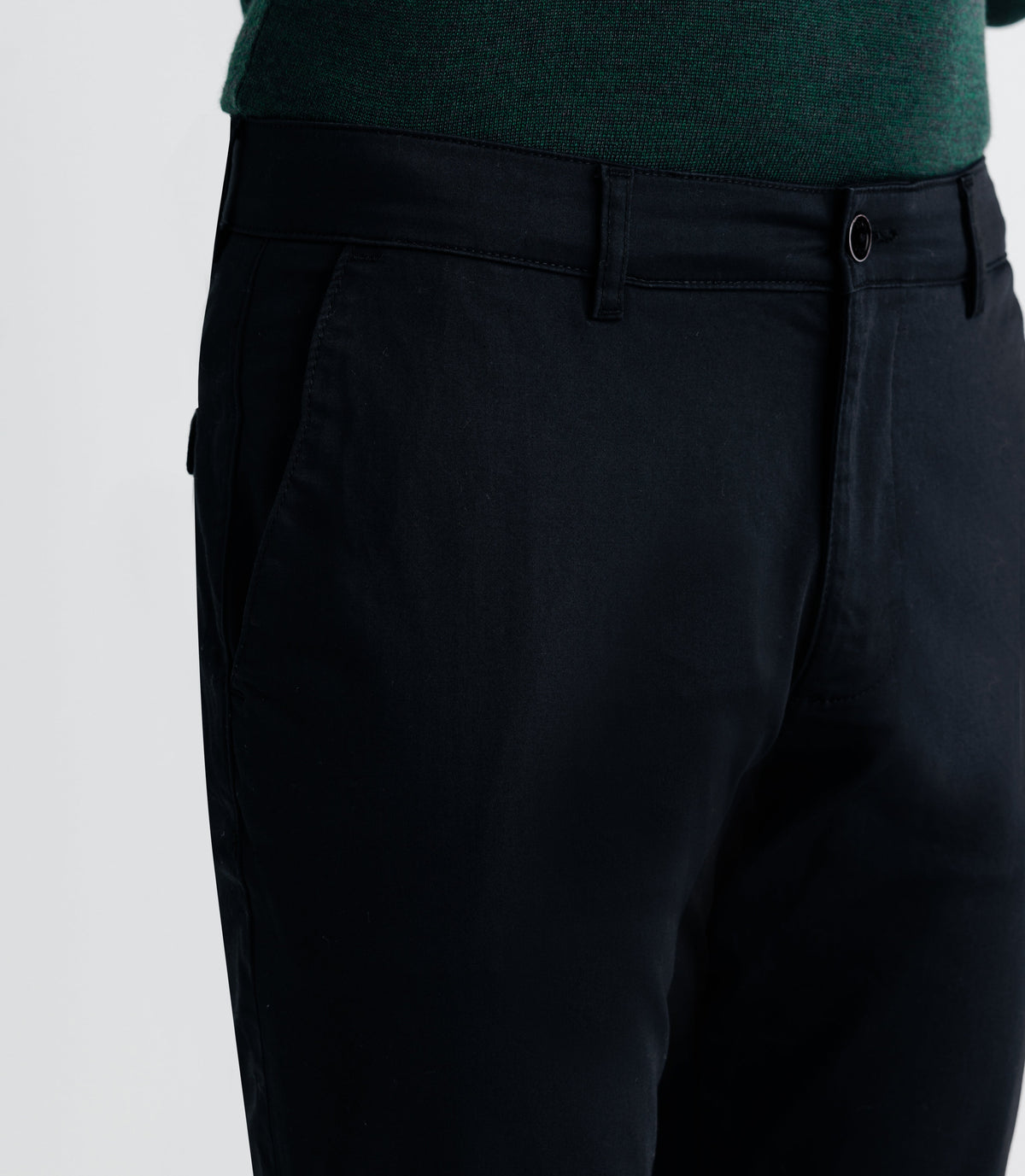 Pantalon chino satin noir - IZAC