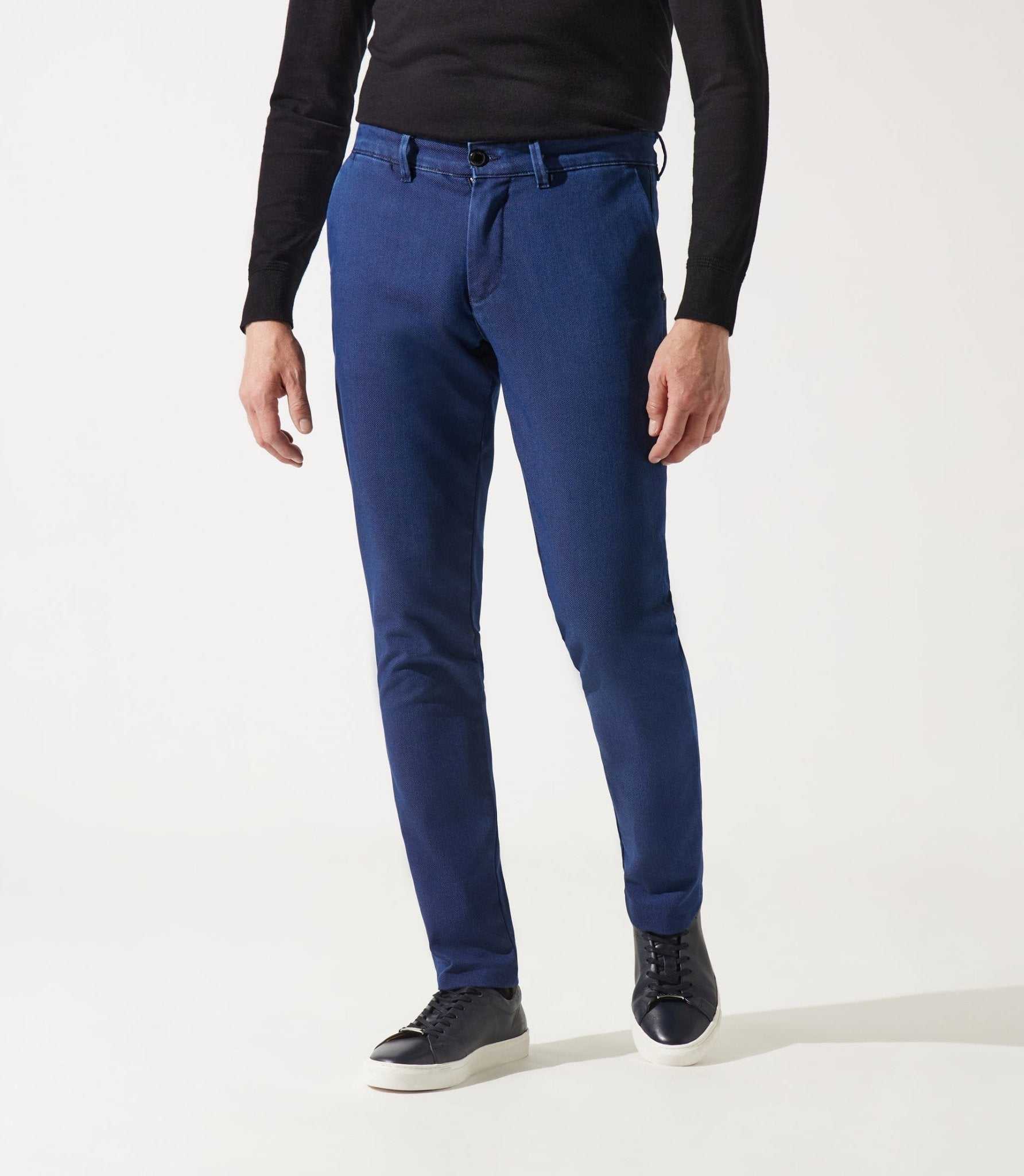 Pantalon chino armuré bleu moyen VERREBI - IZAC