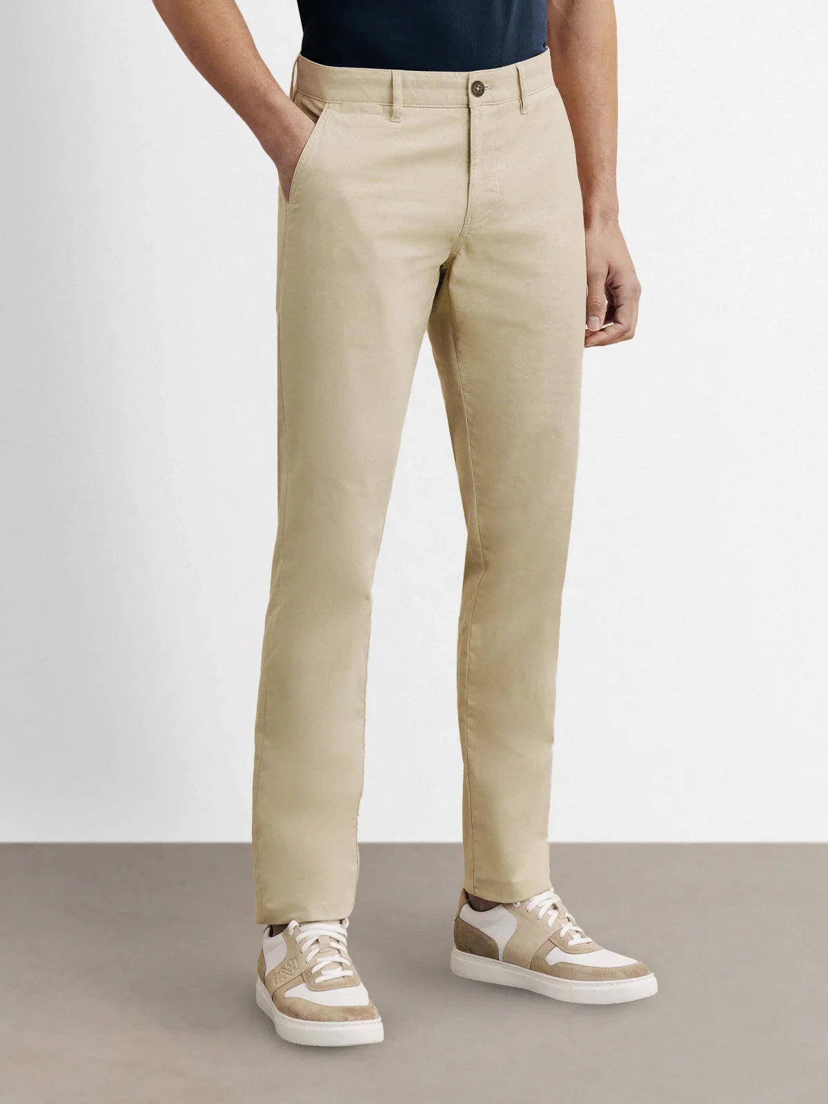 Pantalon coton stretch beige fonce - IZAC