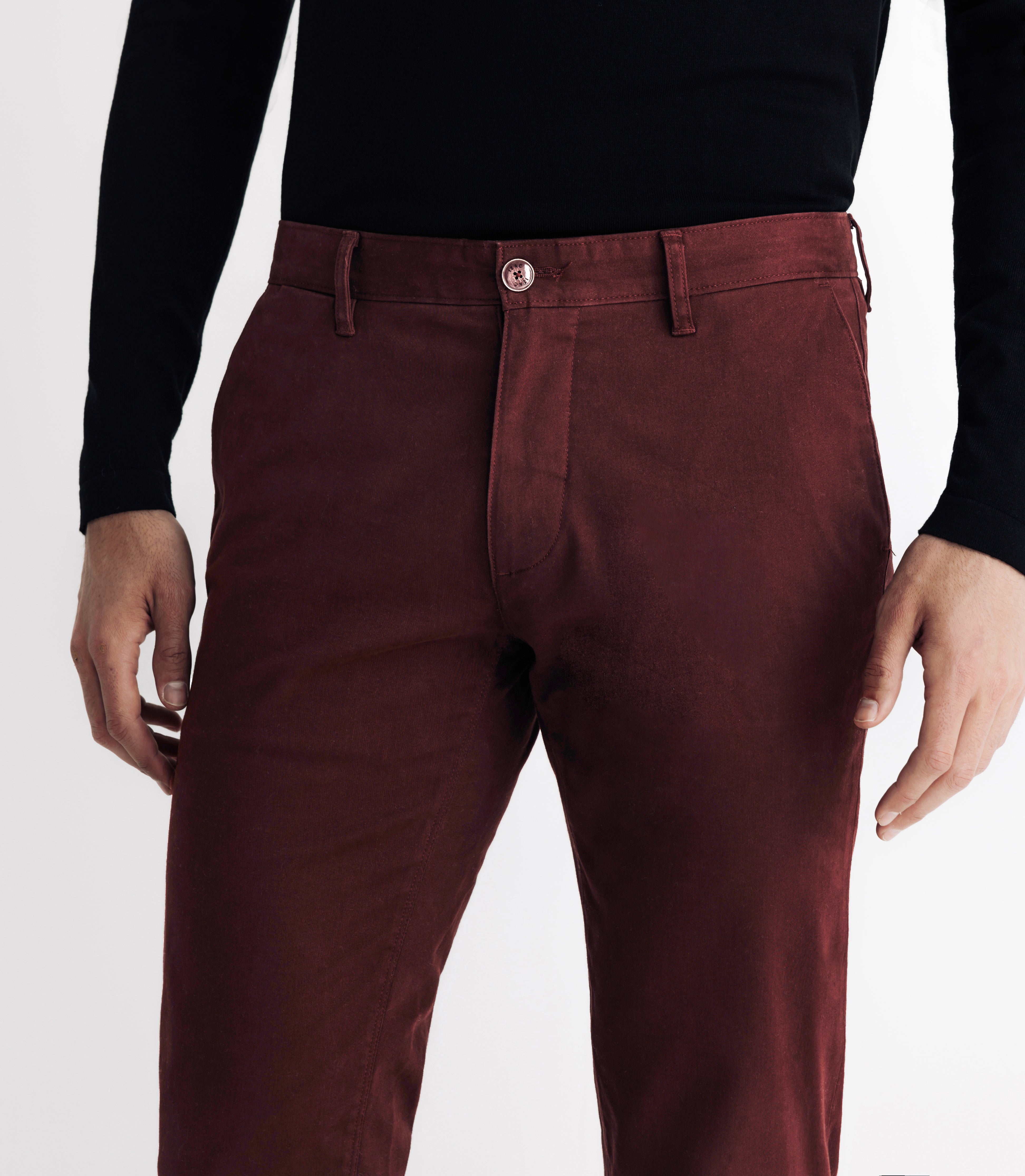 Pantalon en satin de coton bordeaux - IZAC