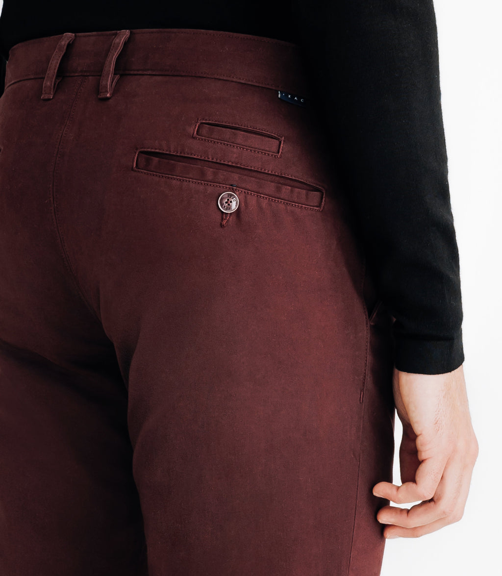Pantalon en satin de coton bordeaux - IZAC