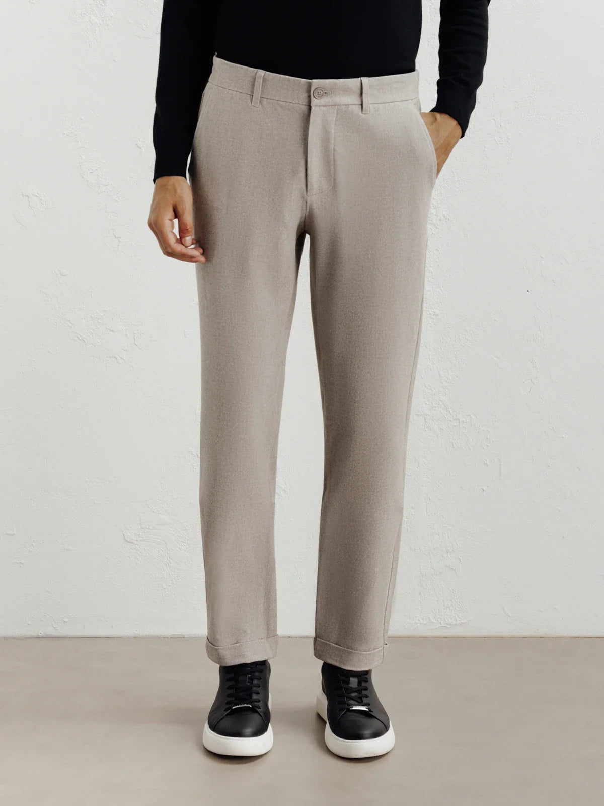 Pantalon flanelle beige clair - IZAC