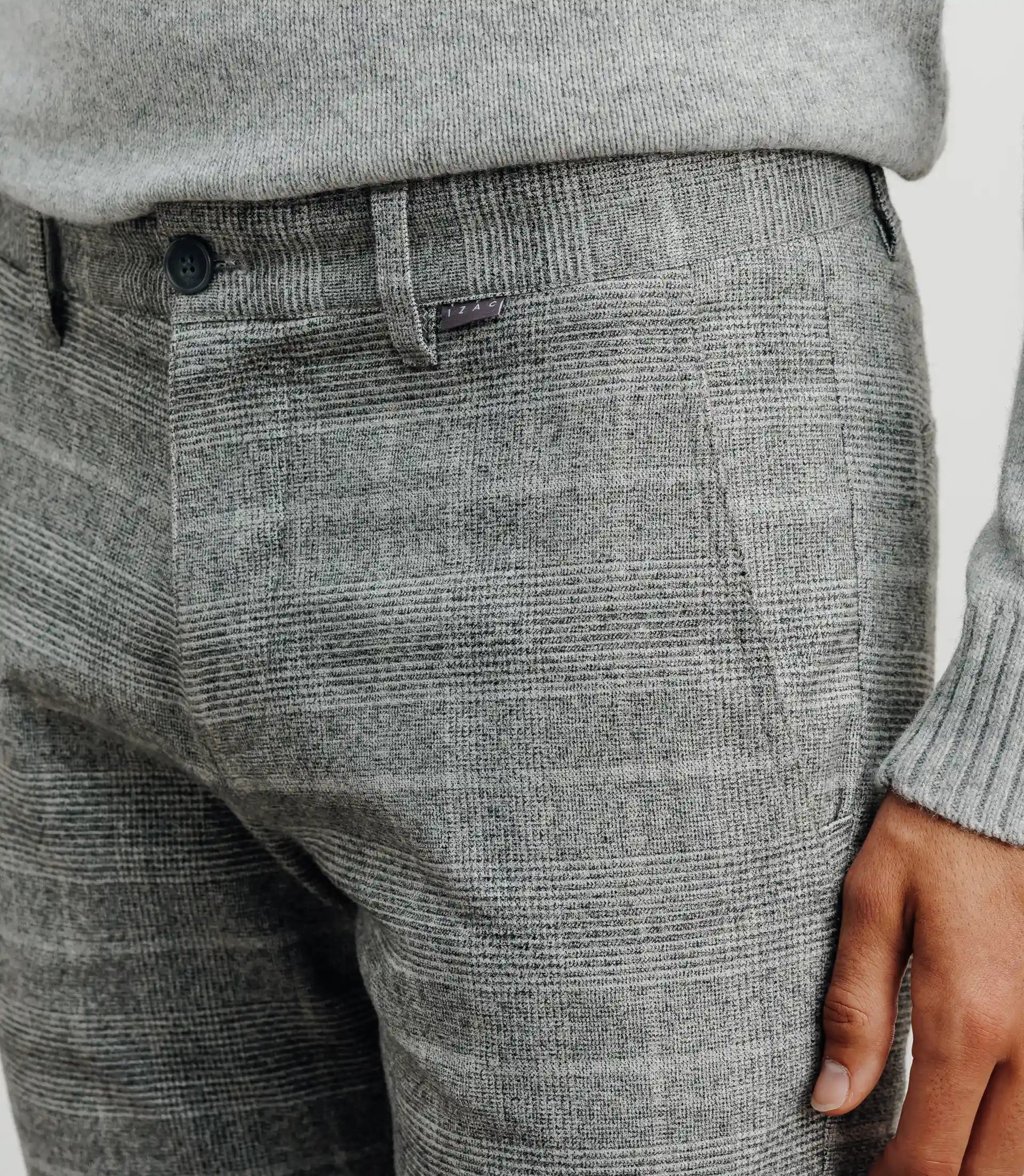 Pantalon carreaux gris chiné - IZAC