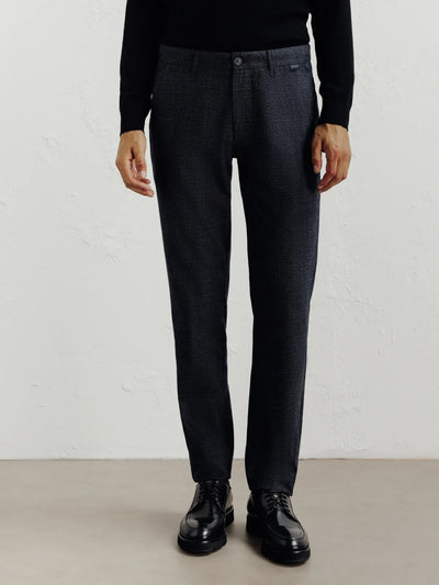 Pantalon carreaux marine - IZAC