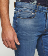 Jean slim délavé en coton recyclé bleu moyen "Toride" - IZAC