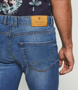 Jean slim délavé en coton recyclé bleu moyen "Toride" - IZAC