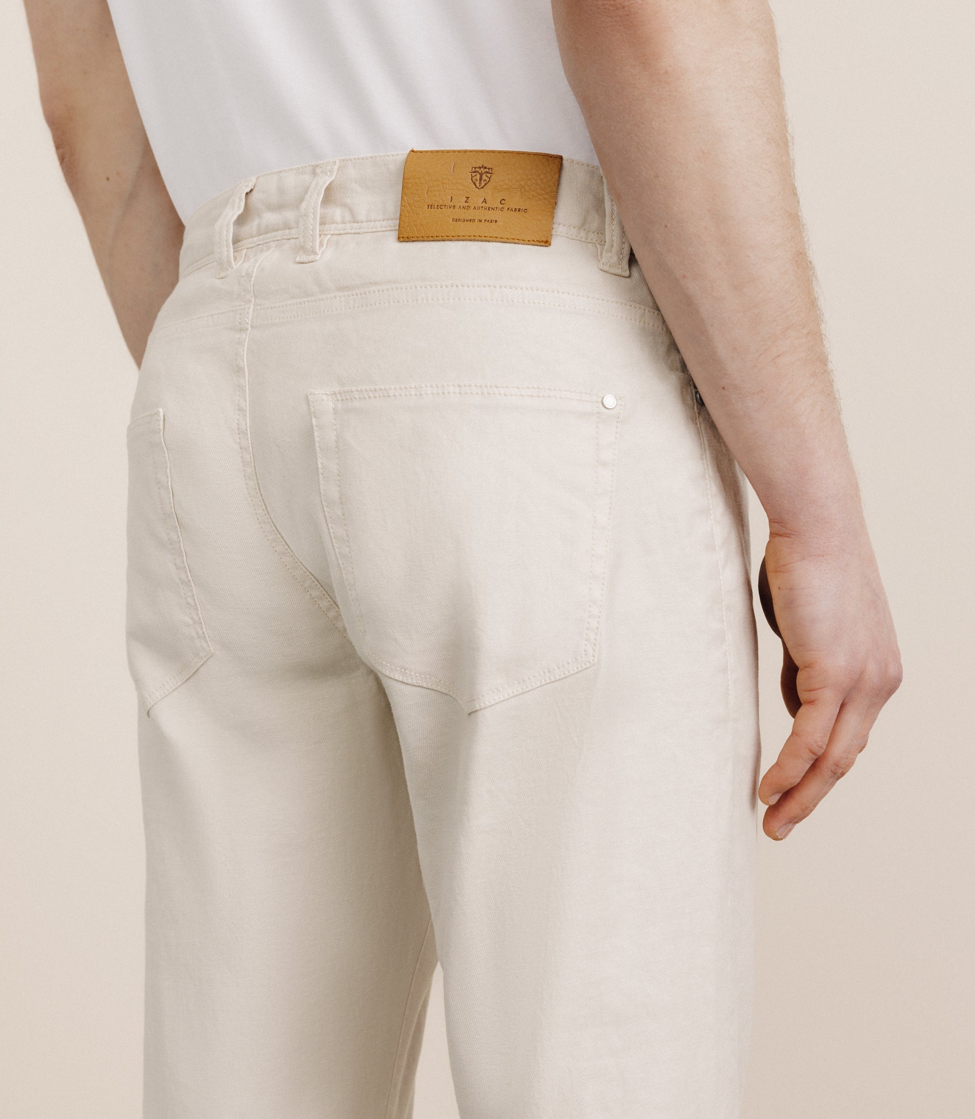 Pantalon droit en lin et coton beige - IZAC