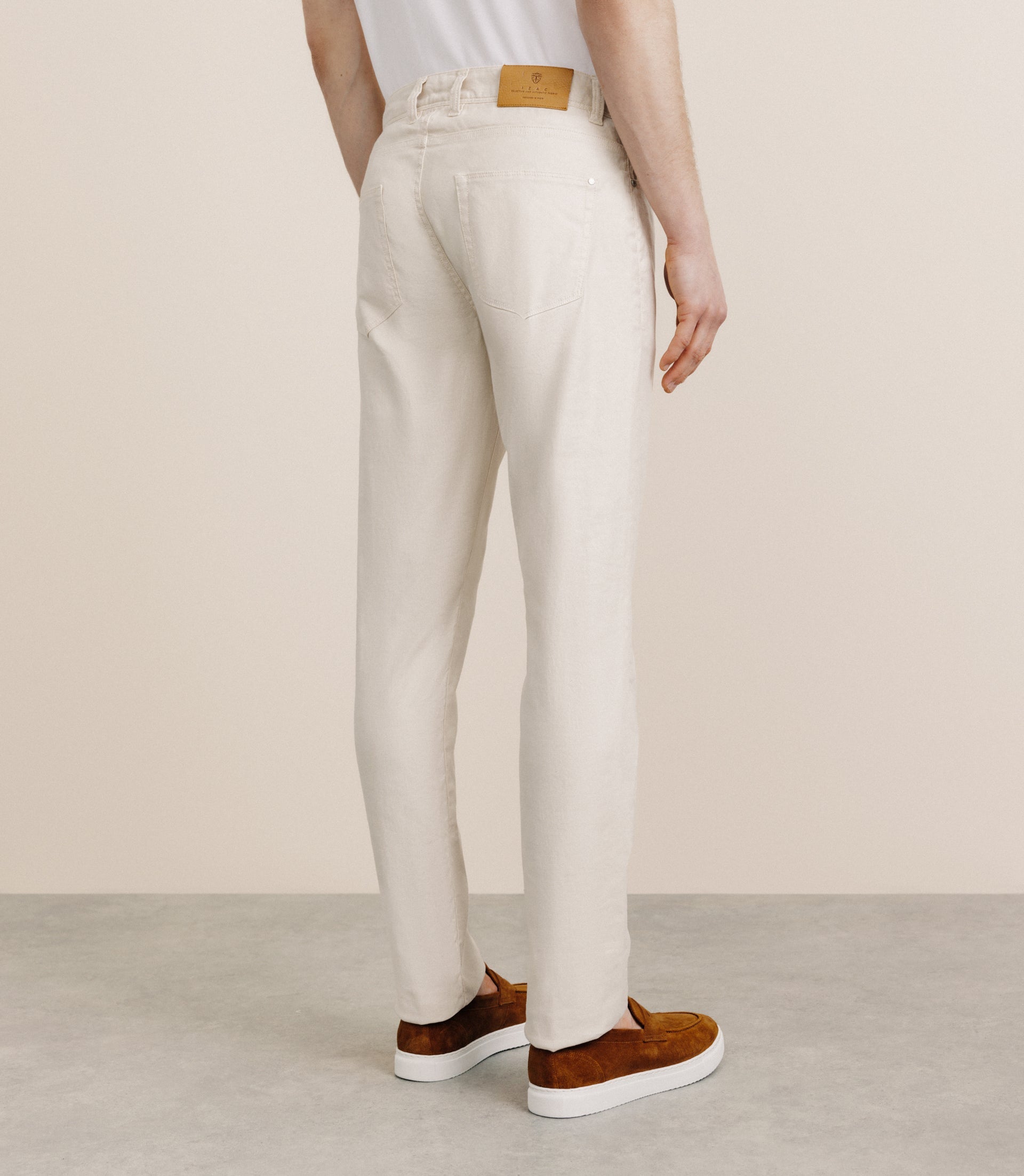 Pantalon droit en lin et coton beige - IZAC