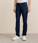 Pantalon droit en lin et coton marine - IZAC