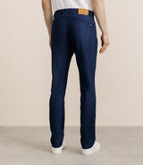 Pantalon droit en lin et coton marine - IZAC
