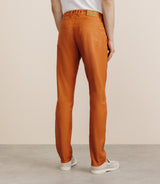 Pantalon droit en lin et coton orange - IZAC