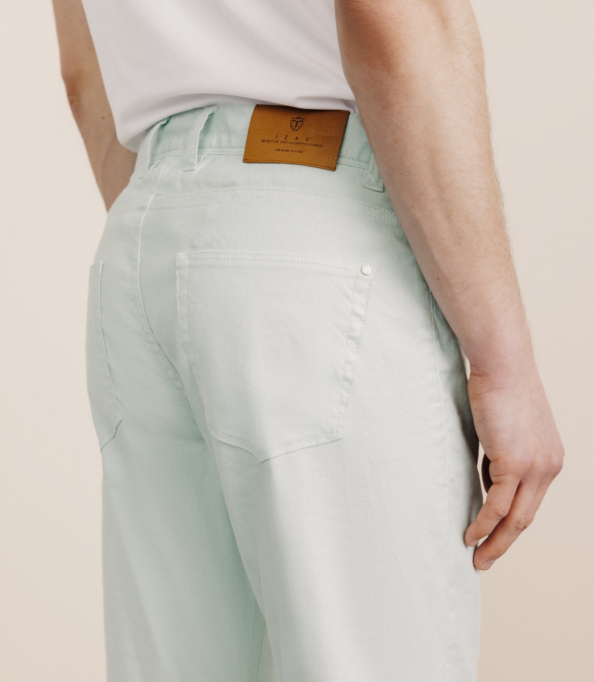 Pantalon droit en lin et coton vert - IZAC