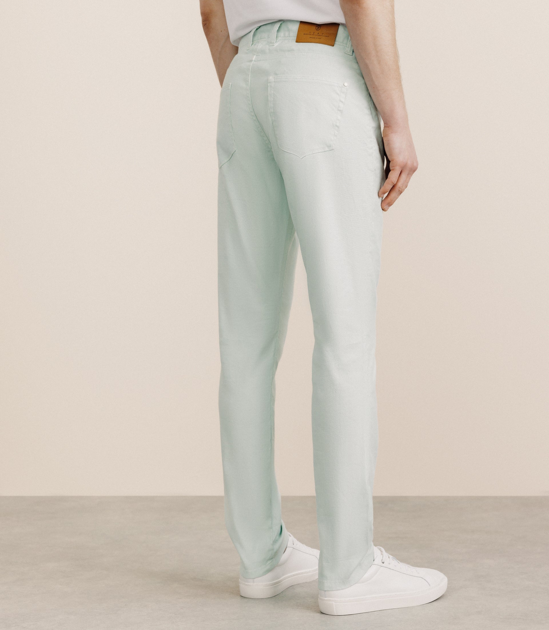 Pantalon droit en lin et coton vert - IZAC