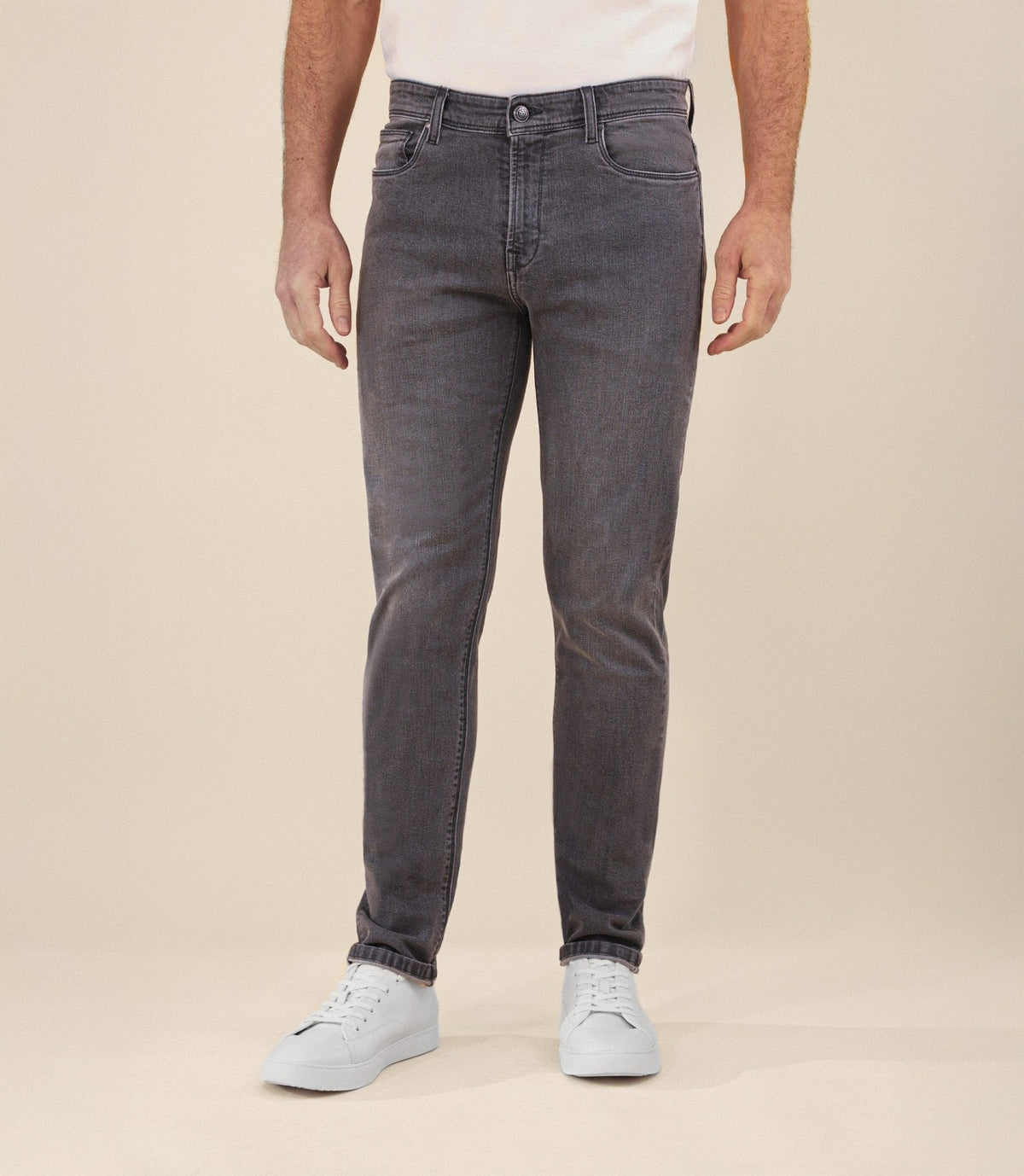 Jean 5 poches "jog" coupe slim gris - IZAC